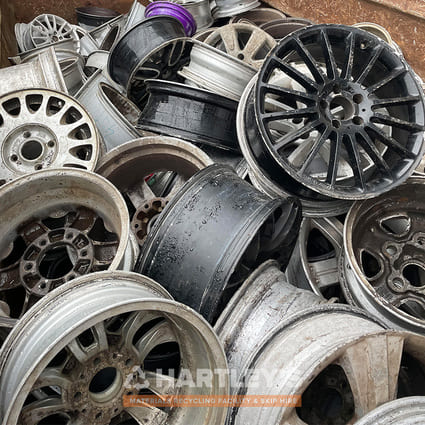 Scrap Alloy Wheels Scrap Alloy Wheels without tyres ready to be recycled in a scrap yard
